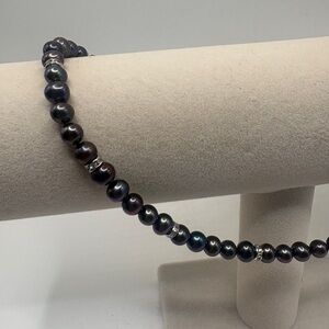Danbury Mint Midnight Pearls Necklace 18” Black Freshwater Pearls Sterling